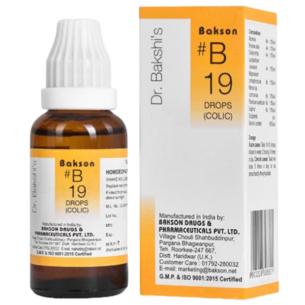 BAKSON'S HOMEOPATHY #B 19 COLIC DROPS - PACK OF 2 (30 ML EACH)