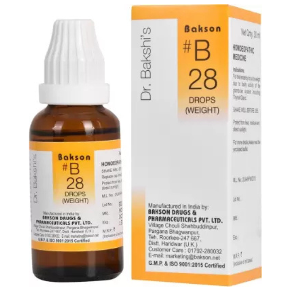 BAKSON'S HOMEOPATHY #B 28 WEIGHT DROPS - PACK OF 2 (30 ML EACH)