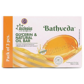 ASCLEPIUS BATHVEDA GLYCERIN NATURAL OIL BAR - PACK OF 3 (375 GM EACH)