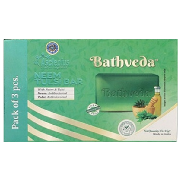 ASCLEPIUS BATHVEDA NEEM TULSI BAR - PACK OF 3 (375 GM EACH)