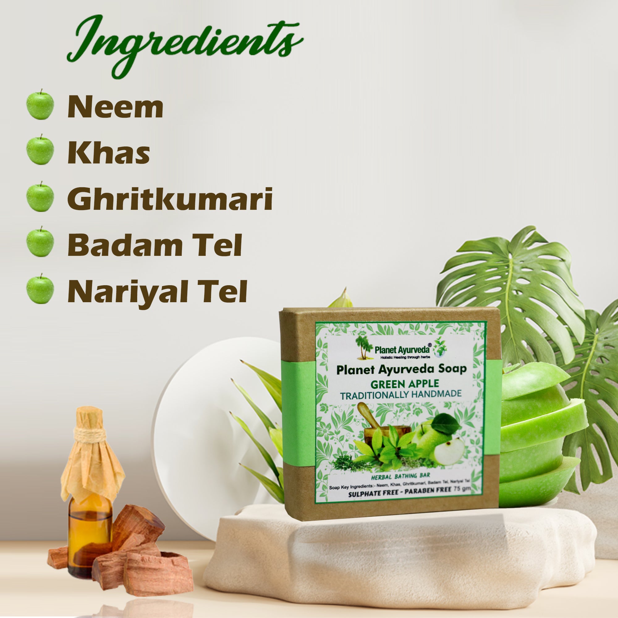 PLANET AYURVEDA GREEN APPLE SOAP (PACK OF 4)