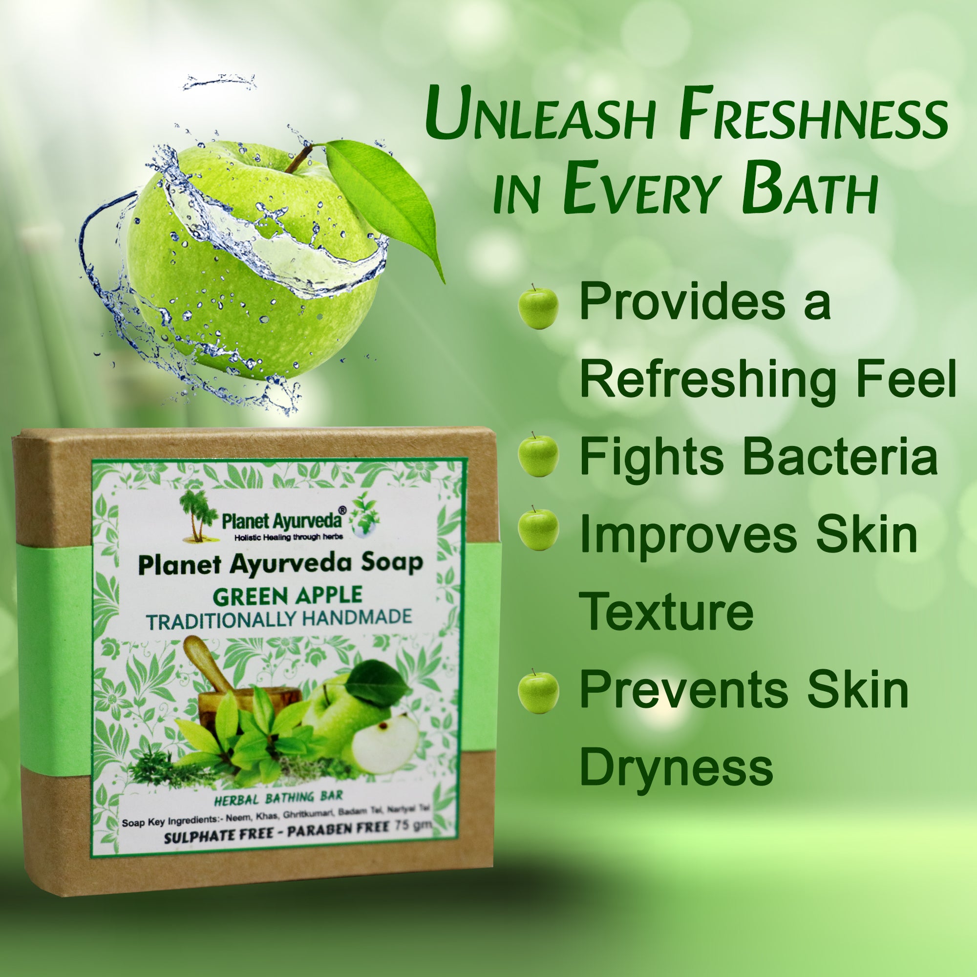 PLANET AYURVEDA GREEN APPLE SOAP (PACK OF 4)