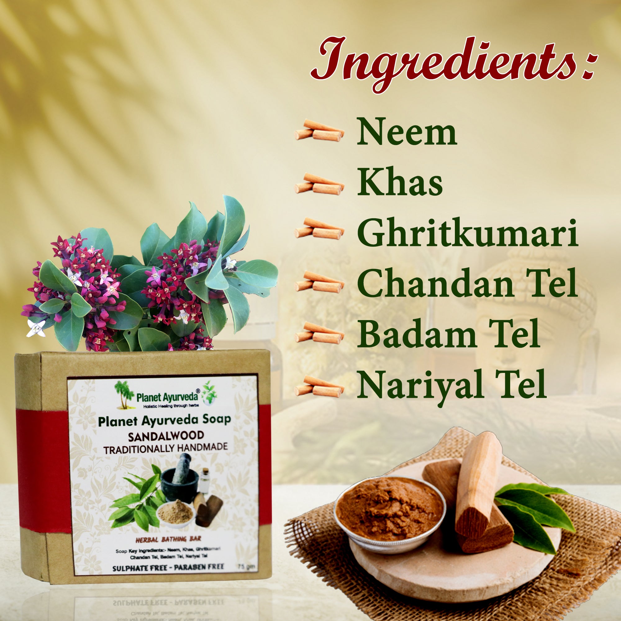 PLANET AYURVEDA SANDALWOOD SOAP (PACK OF 4)