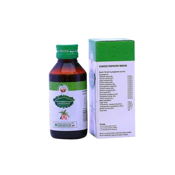VAIDYARATNAM SWASAMRUTHAM COUGH SYRUP - PACK OF 6 (100 ML EACH)