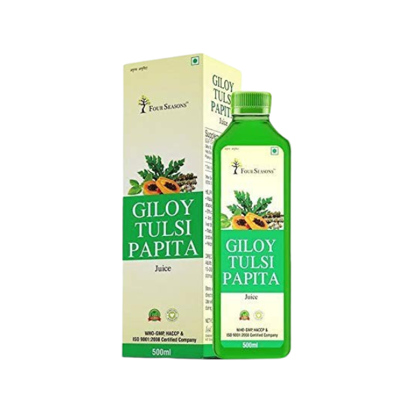 Four Seasons Ayurveda Giloy Tulsi Papita Juice - Pack of 3 (500 ML each)
