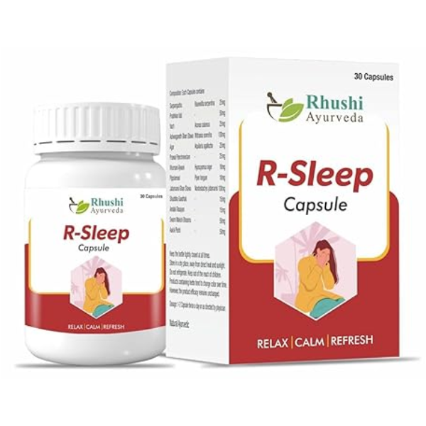RHUSHI AYURVEDA R-SLEEP CAPSULE - PACK OF 2 (30 CAPS EACH)