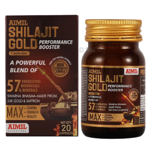 AIMIL SHILAJIT GOLD PERFORMANCE BOOSTER CAPSULE - Pack of 2 (20 CAPS each)