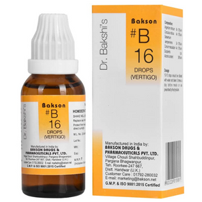 BAKSON'S HOMEOPATHY #B 16 VERTIGO DROPS - PACK OF 2 (30 ML EACH)