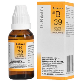 BAKSON'S HOMOEOPATHY #B 39 CARDIO PULMONARY DROPS - PACK OF 2 (30 ML EACH)