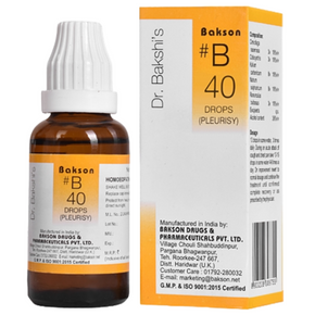 BAKSON'S HOMOEOPATHY #B 40 PLEURISY DROPS - PACK OF 2 (30 ML EACH)