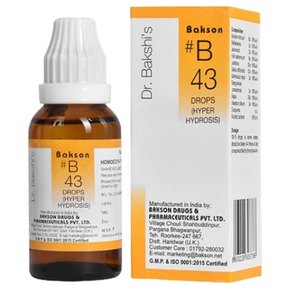 BAKSON'S HOMOEOPATHY #B 43 HYPER HYDROSIS DROPS - PACK OF 2 (30 ML EACH)