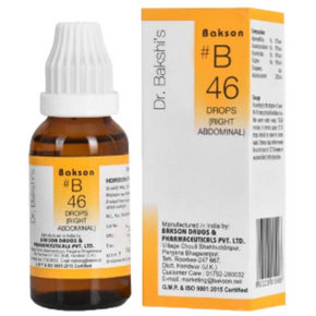 BAKSON'S HOMOEOPATHY #B 46 RIGHT ABDOMINAL DROPS - PACK OF 2 (30 ML EACH)