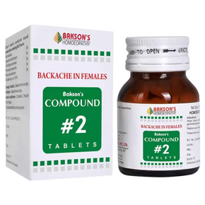 BAKSON'S HOMOEOPATHY COMPOUND #2 BACKACHE FEMALES TABLET - PACK OF 3 (100 TABS EACH)