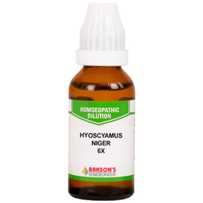 BAKSON'S HOMEOPATHY HYOSCYAMUS NIGER DILUTION 6X - PACK OF 4 (30 ML EACH)