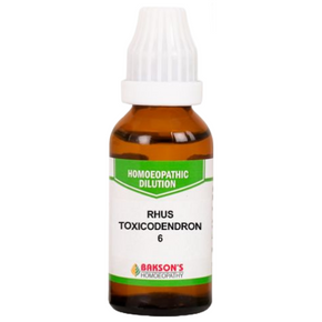 BAKSON'S HOMEOPATHY RHUS TOXICODENDRON DILUTION 6 - PACK OF 4 (30 ML EACH)